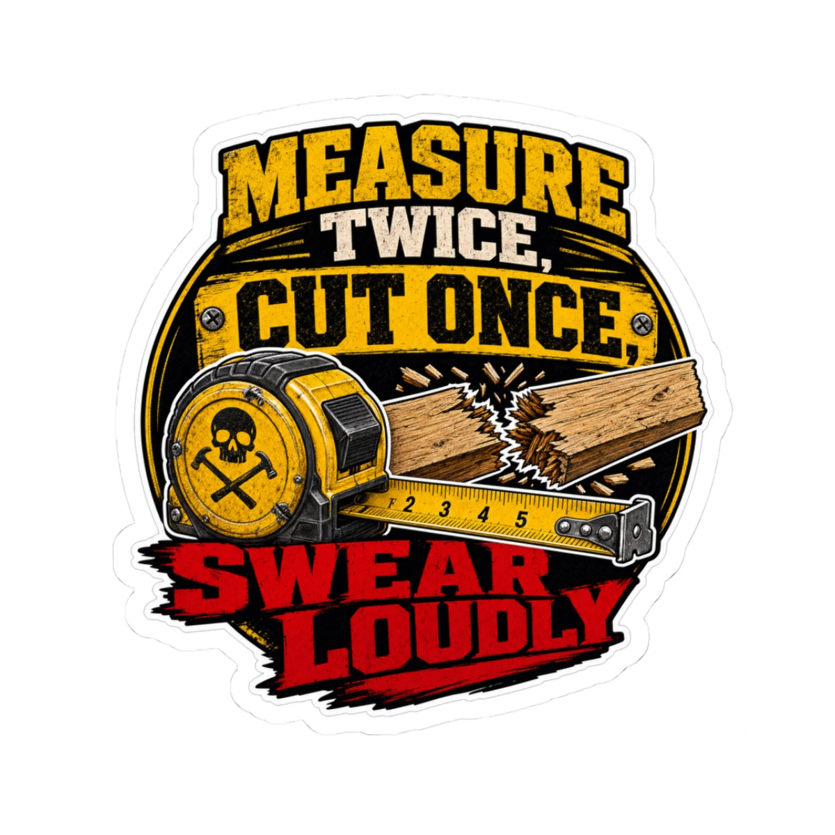 Measure Twice, Cut Once, Swear Loudly - Carpenter Sticker